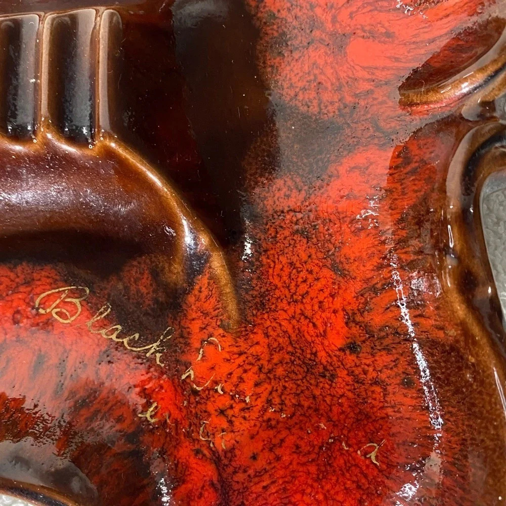 Vintage MCM K13 Canada McMaster Orange Brown Glaze Ceramic Ashtray Trinket Dish - Picture 3 of 12